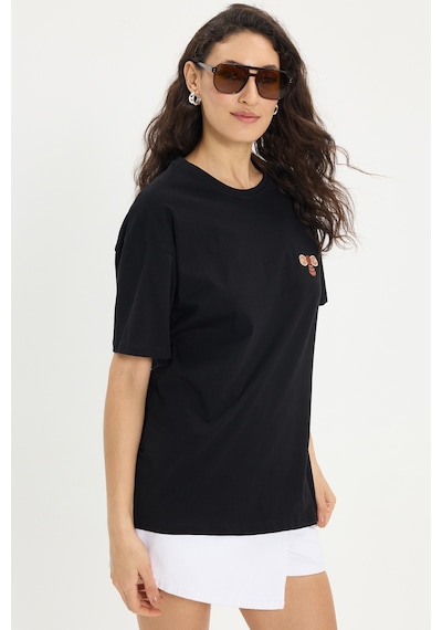 Tudors Kadın Oversize Geniş Kesim %100 Pamuk Bisiklet Yaka Kısa Kollu Baskılı Siyah Tişört-50344 Tudors Kadın Oversize Geniş Kesim %100 Pamuk Bisiklet Yaka Kısa Kollu Baskılı Siyah Tişört-50344