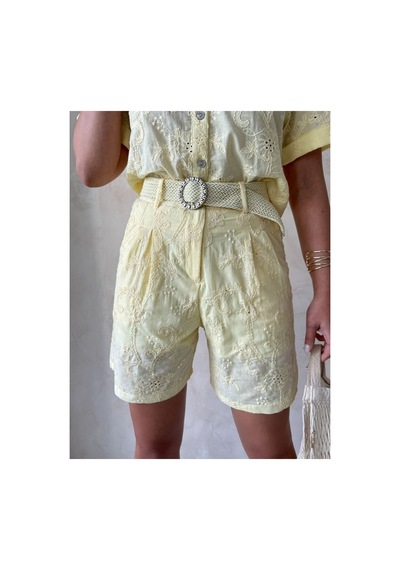 Verymoda Nakışlı Vual Şort D2821 Sarı