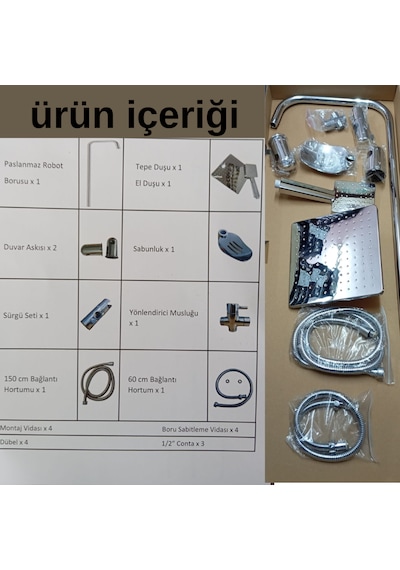 Faumix Ckhawai01 Krom Yağmurlama Tepe Duş Seti Krom