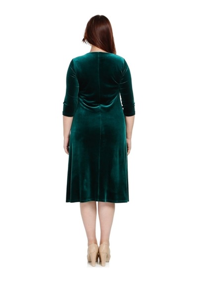 Nidya Moda Büyük Beden Kombinli Elbise-4073Y Yeşil