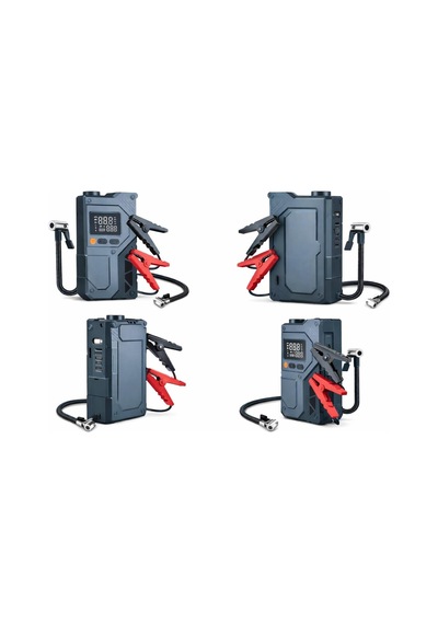 12000mah Akü Takviye Ve Lastik Şişirme Kompresörü 4'ü 1 Arada Jump Starter, 150 Psı Dijital Hava Pompası, Pow
