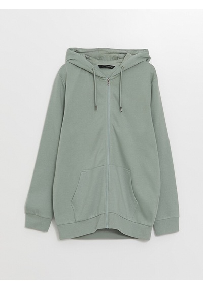 Lcwaıkıkı Classic Yeşil Kapüşonlu Uzun Kollu Erkek Fermuarlı Sweatshirt