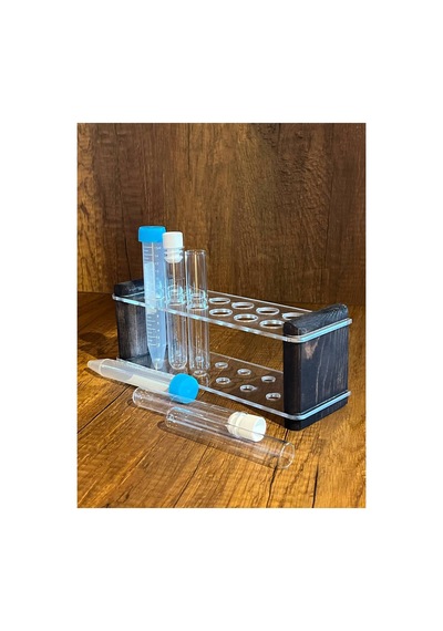 12'li Deney Tüpü Standı 16 Mm Tüp Ve 15 Ml Falkon Uyumlu Ahşap Pleksi Laboratuvar Standı