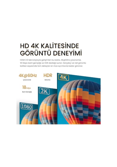 4k 60hz 18gbps Hdr Arc Hdcp Hdmı 2.0 Kablo 2 Metre