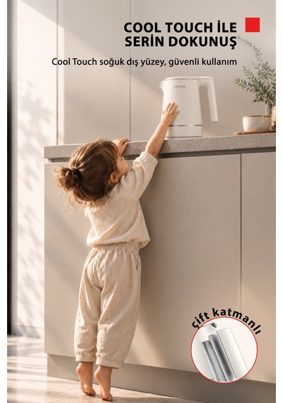 Toshiba Cool Touch KT-15PS1VME W Gizli Rezistanslı 1.5 L Beyaz Su Isıtıcı Kettle