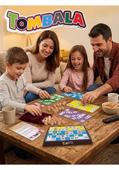 Eğlenceli Tombala 2-12 Kişilik 90 Adet Taşlı Tombala Eşleştirme Aile Kutu Oyunu Seti