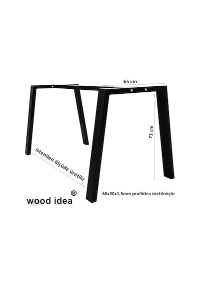 Wood İdea Yemek Masası Metal Ayak Salon Cafe Ofis Mutfak Metal Ma