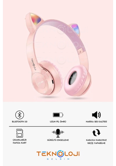 Teknoloji Gelsin P47M Bluetooth 5.4 Kedi Kulaklık