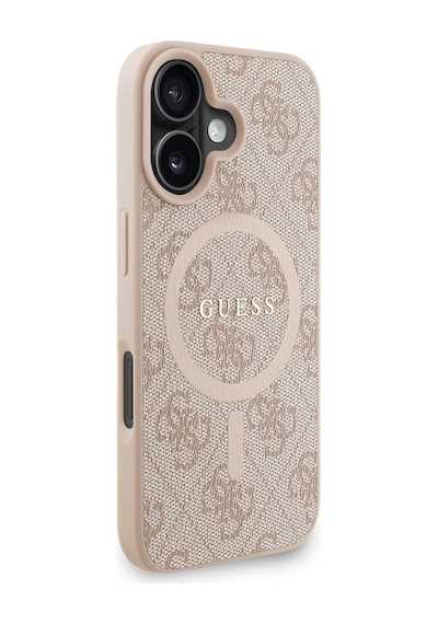 Apple iPhone 16 Plus Uyumlu Kılıf Guess Lisanslı M safe Bilek Askı İpli Yazı Logolu Kapak Pembe