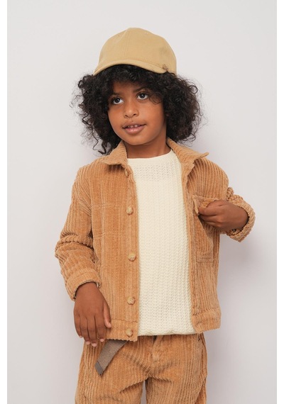 Nanica Kids Minibohe Erkek Çocuk Kadife Düğmeli Gömlek Kahverengi