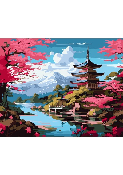 Sayılarla Boyama Numaralı Tuval Seti Boya Fırça Dahil 40x50 Cm Sakura Rüyası