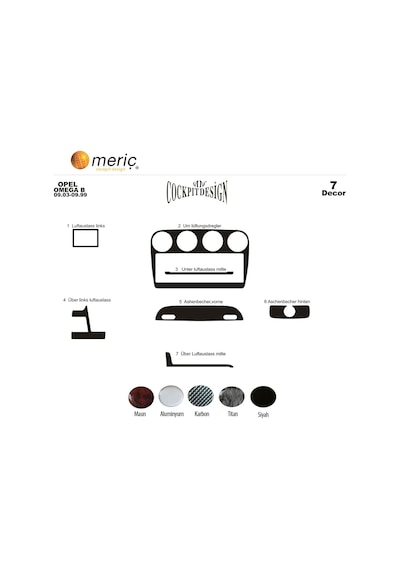 Meriç® Opel Omega B Ön Torpido Kaplama 7 Parça 1993-1999 (530157006)