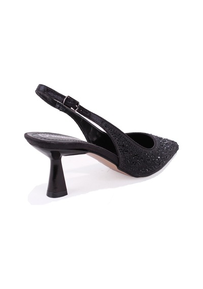 Dagoster Dza07-1240a87 Siyah Taşlı 7 Cm İnce Topuklu Abiye Kadın Ayakkabı Siyah