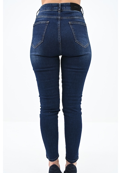 Kadın Yüksek Bel Lacivert Jean Pantolon 6178-23 001