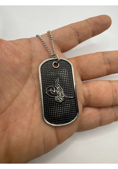 Osmanlı Tuğrası İşlemeli Künye Kolye Gümüş Renk Unisex Metal Takı Çok renkli 37844202