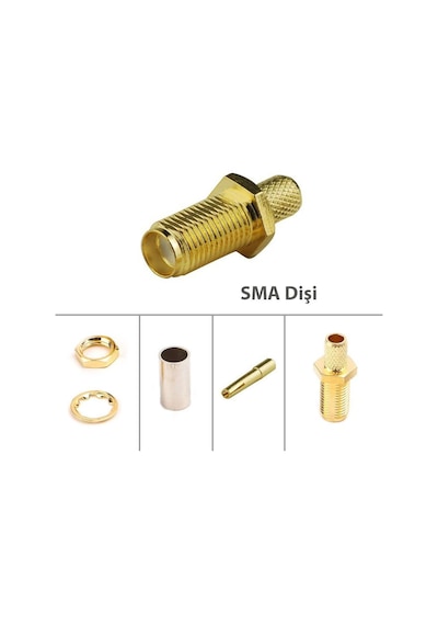 Sma Dişi Şase Somunlu Rg58-Lmr195 Kablo Tipi Sıkmalı Konnektör