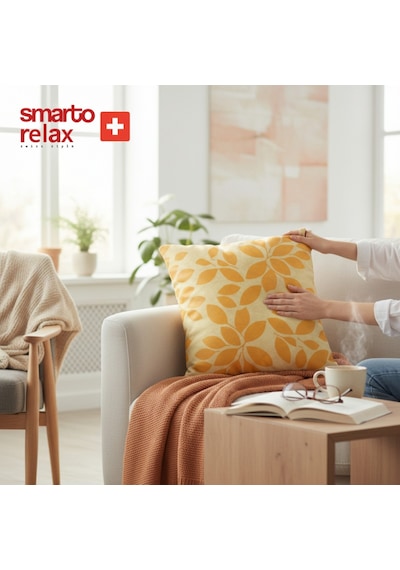Smarto Relax Içi Dolgulu Kırlent 45x45 Cm Kare Salon & Berjer Kırlenti Beyaz - Sarı
