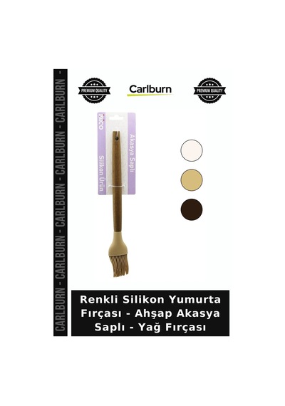 Özel Üretim Mutfak Gereci Renkli Silikon Yumurta Fırçası - Ahşap Akasya Saplı - Yağ Fırçası