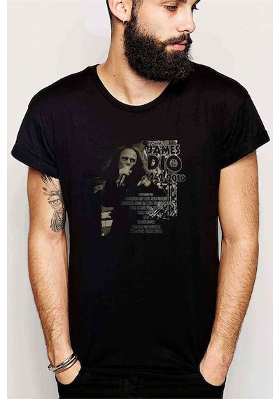 Ronnie James Dio 3 Baskılı Siyah Erkek Tshirt