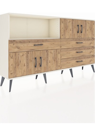 Arges Konsol 2 Raflı 4 Çekmeceli 4 Kapaklı 176x30x99 Aytaşı-çam Atlas Çam/atlas Çam - Aytası