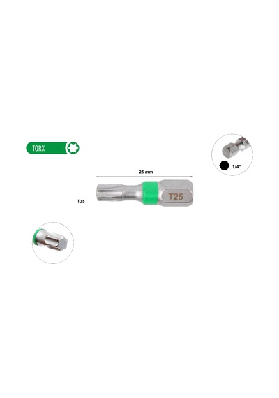 Ceta Form T25 X 25 Mm Torx Bits Uç Renk Kodlu Cb/809tc