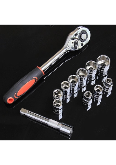 Cırcır Lokma Tork Anahtar Set 1/2 10-22mm 12li Soket Set CRV