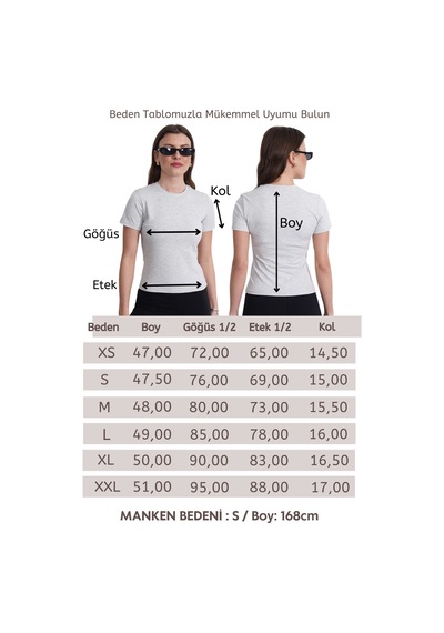 Crop Slim Fit Pamuk Likra Tişört-kar Melanj Kar Melanj