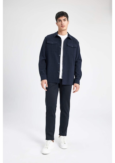 DeFacto Regular Fit Polo Yaka Gofre Dokulu Gömlek Ceket B6682AX24SPNV106