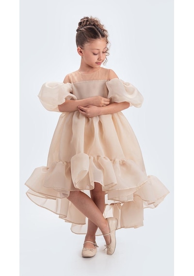 Mnk Baby & Kids Arisvi Kız Çocuk Abiye M00738 Krem