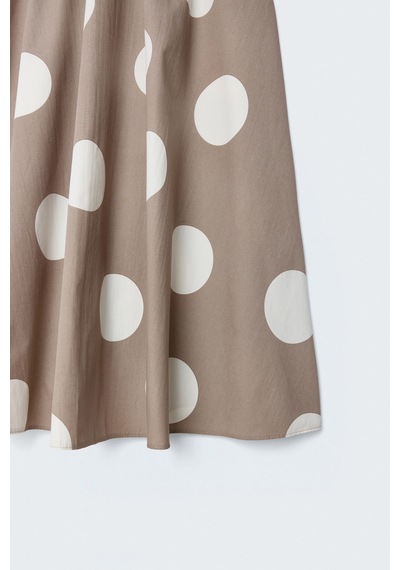 Sateen Puantiye Desenli Poplin Etek - Vizon-137637