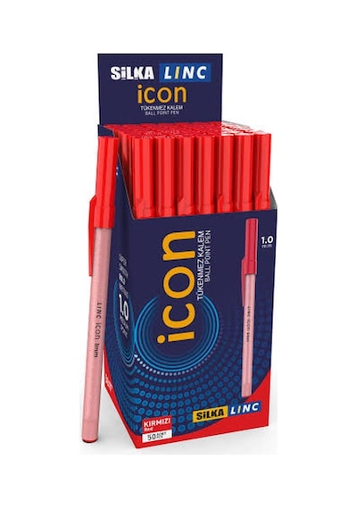 Silka Linc Icon 1.0 Mm Kırmızı Tükenmez Kalem - 50'li Kutu