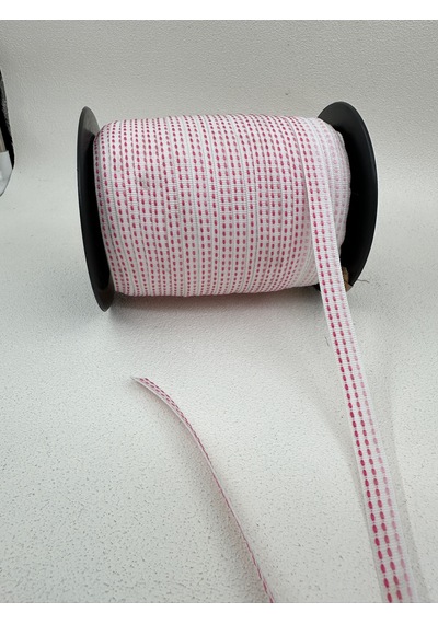 1 Cm Çizgili Puntalı Şerit-5 Metre- Pembe