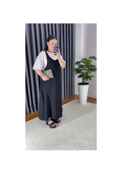 Unika Boutique Tişört Kombinli Elbise Siyah
