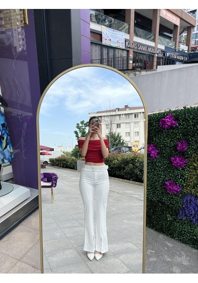 Modanne Yaka Streplez Bustiyer - Kırmızı-177