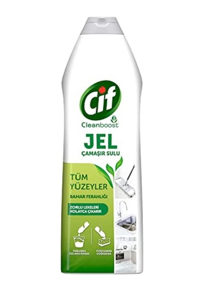 Cif Jel Yüzey Temizleyici Cleanboost Tüm Yüzeyler İçin Leke Çıkarıcı Çamaşır Sulu Bahar Ferahlığı 750 Ml