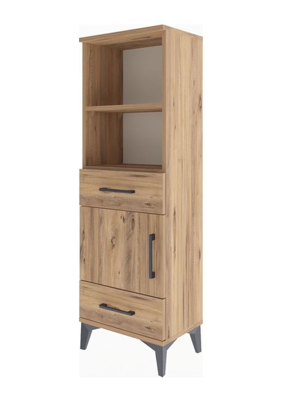 Arges Dolap 3 Raflı 2 Çekmeceli Tek Kapaklı 44x30x134 Çam-çam Atlas Çam