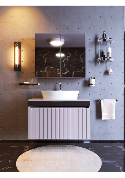 Mina Banyo Dolabı Takımı 75 Cm Özel Seri Gri