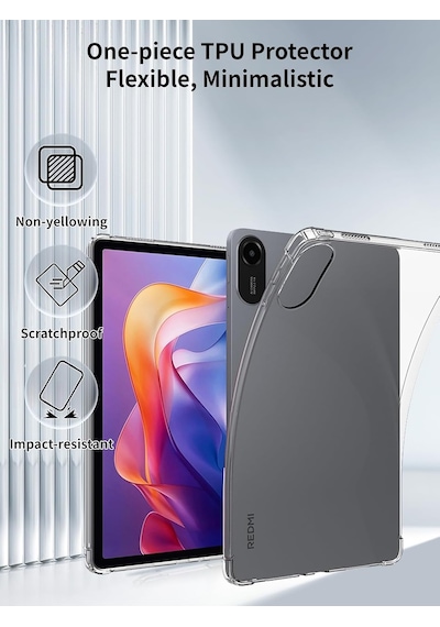 Xiaomi Redmi Pad 2 11 İnç 2025 Kılıf Şeffaf Silikon Köşe Korumalı Clear Darbe Emici Arka Kapak Arka Kapak
