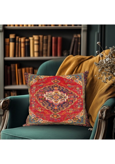 Turkıshrug Kıngdom Renkli El Dokuma Görünümlü Kırlent Kılıfı Kare 43 X 43 Çok Renkli