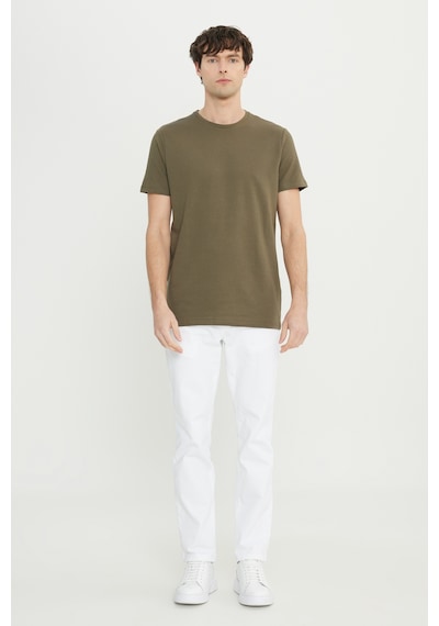 AC&Co / Altınyıldız Classics Erkek Hakı Pamuklu Slim Fit Dar Kesim Bisiklet Yaka Esnek Tişört Haki