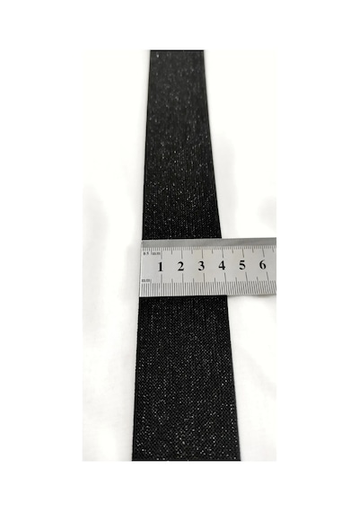 4cm Genişlikte Düz Siyah Simli Lastik Şerit / 1 Metre