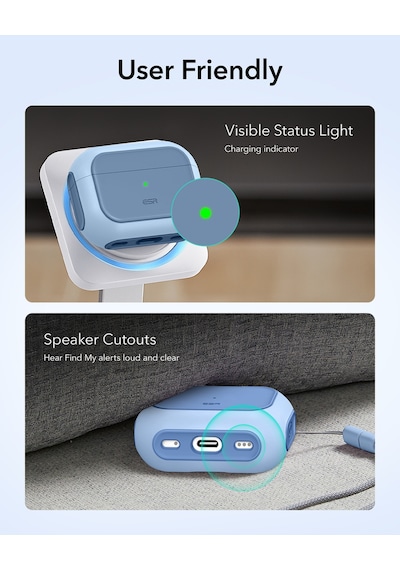 Apple AirPods Uyumlu Pro 3 2025 Orbit Hybrid Manyetik Halolock Magsafe Kılıf Mavi