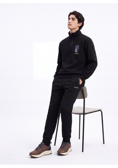 Discovery Expedition D6wm-swt3802 Siyah Erkek Fermuarlı Rahat Kalıp Sweatshirt