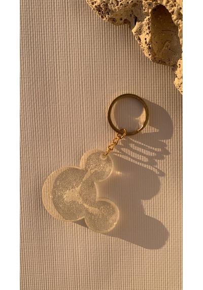 Şeffaf Renk Ve Simli Mickey Mouse Anahtarlık Gold Aksesuarlı El Y