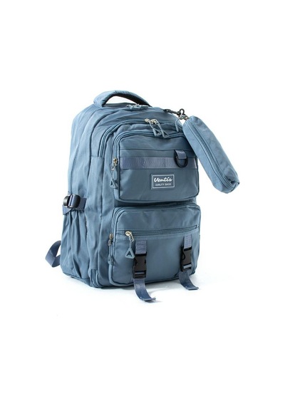 Ventis Unisex Okul 2'li Set Çantası Lise Ortaokul Kalemlikli Sırt Çantası 43 30 Cm Çok Cepli Vnt7-c Mavi