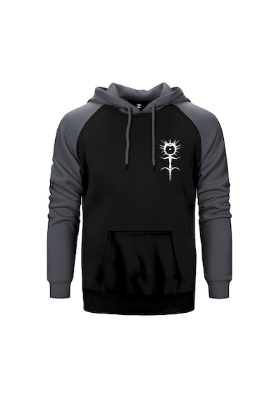 Ghostemane Logo Gri Renk Reglan Kol Kapşonlu Sweatshirt Gri