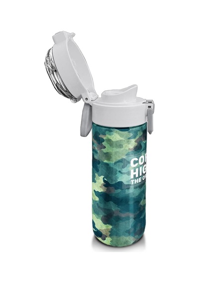 Coral High Kids Nefti Kamuflaj Desenli Pipetli Ve Direkt İçim Çelik Termos 500 Ml 31845 Kamuflaj - Gri