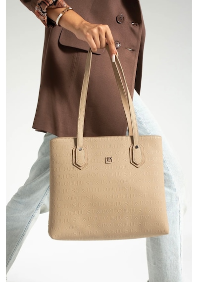 Just Polo Kadın Büyük Boy 4 Bölmeli Günlük Kullanıma Uygun Tote Bag Omuz Çantası Kum Yeni