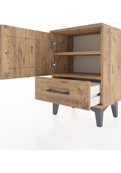 Arges Komodin 2 Raflı Tek Kapaklı 44x30x64 Çam-çam Çam
