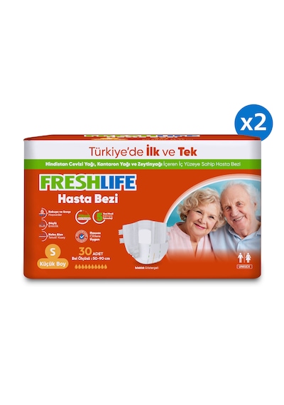 Freshlife 2'li Small Bel Bantlı Yetişkin Hasta Bezi 30X2 (60 Adet)